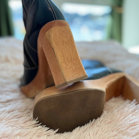 Vintage Steve Madden Platform Boots Wood Heel Size 9 - Picture 3 of 8